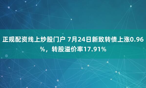 正规配资线上炒股门户 7月24日新致转债上涨0.96%，转股溢价率17.91%